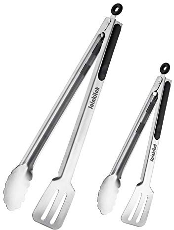 16-inch & 12-Inch Grill Tongs for Cooking BBQ Heavy Duty Extra Long Grilling Tongs, Premium Set 2 pack