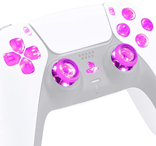 eXtremeRate Clear Luminated D-pad Thumbstick Share Option Home Face Buttons for ps5 Controller BDM-010 & BDM-020, 7 Colors 9 Modes DTF V3 LED Kit for ps5 - NOT A Controller