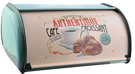 zymay Scatola del Pane con Coperchio Superiore Arrotolabile Contenitore per Pane e Pasticceria Ripiano della Cucina Verniciato a Polvere Maniglie in Acciaio Facili da Pulire Design Unico