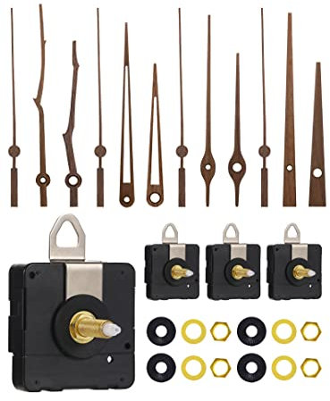 DEEWISH 4 Stück Walnussholz-Uhrzeiger und Quarz-Uhrwerk, Nicht tickendes, lautloses Uhrwerk, passend für 30,5–35,6 cm Uhr