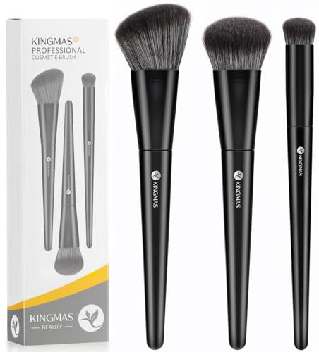 KINGMAS Kabuki Make-up-Pinsel - Abgewinkelter Foundation und Konturen-Concealer-Pinsel für Augen, Rouge, Bronzer - Reise, Buffing, Tupfen, Flüssiges