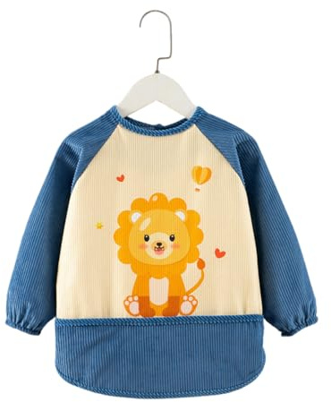 WHYCNJL 1 Stück Baby Mess Proof Baby Lätzchen mit langen Ärmeln Maschine waschbar & wasserdicht Baby Lätzchen 6-24 Monate für Baby Led Weaning, Coverall Lätzchen für Baby-Fütterung