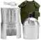BeGrit Borraccia Militari 850ml con Guscio Set Gavetta Militare con Scoop e Tazza Manici Ripiegabili e Griglia 4 Pezzi Kit Militare Pentole Campeggio Tazza Scout per Escursioni Zaino, Argenteo