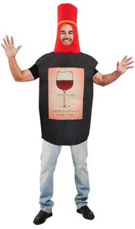 SEA HARE Unisexe Adulte Bouteille de vin rouge Nourriture et boisson pour la fête de la bière Costume Robe de soirée (Taille unique)