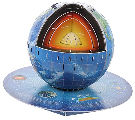 BRIGHTFUFU 3d Globe Puzzle Earth Structure Model Stem Educational Toy for Boys and Girls Ages 8-12 Diy Solar System Puzzle Set