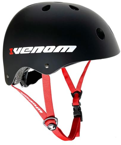 Venom Kids Skateboard Helmet For Kids Teenagers & Adults, Kids Helmet Skate Helmet EN-1078 Compliant for Micro Scooter, Skateboarding, Skate, Bikes, BMX - Boys & Girls - Black Small, Medium, Large