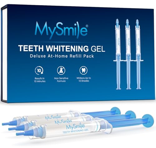 MySmile Teeth Whitening Gel Pen Refill Pack, 3 Non-Sensitive Teeth Whitening Pen, Deluxe Teeth Whitener Dental Grade Tooth Whitening Gel with Carbamide Peroxide for Home, Fast Result