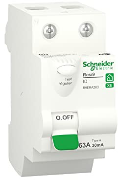 Schneider Electric - Resi9 XE - interrupteur différentiel - 2P - 63A - 30mA - Type A - embrochable - R9ERA263
