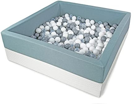 Rainbow Kids - XXL Luxus Bällebad Bällepool Bällebecken Spielbälle Kugelbad Bällchenbad Spielbecken Ball Bällepool (90x90x40 mit 200 Bällen)- Mint-Weiss