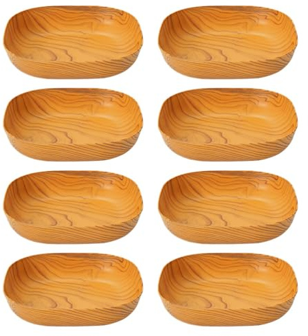 Healeved 8pcs Wood Grain Fruit Tray Sauce Dish Bread Accessories Square Dish Set Pasta Accessories Fruit Plate Wooden Serving Plates Wooden Cutlery Dipping Bowl Soy Sauce Dish Food Dish