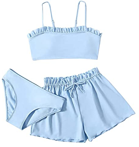 MNSWR Maillots De Bain Beau Filles De Maillots De Bain Maillots De Bain Fille Bandeau Maillots De Bain Fille Monobloc Maillots De Bains Ado Fille Maillots De Bain avec Short Maillo 10-12 Ans