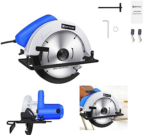 900W Compact Circular Saw with Multi-Material Cutting, Bevel Angle(0 to 45°) Cuts Wood Cutter Electric Saw Circular, Included 1 x 180mm Blade, 2 x Carbon Brush, 1 x Wrench, Blue
