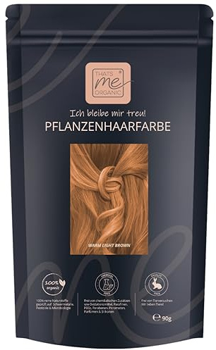 Thats me Organic® Profi Pflanzenhaarfarbe Nachfüllpack (warm light brown) – Bio Haarfarbe ohne Chemie – Ideale Haarfarbe auch während der Schwangerschaft und Stillzeit