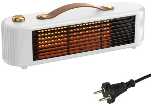 MENAYODA Energisparande värmefläkt, 800 W minivärmefläkt, bärbar keramisk värmefläkt, termostat, uppvärmning för camping, badrum, uppvärmning och tippskydd, tyst (vit)