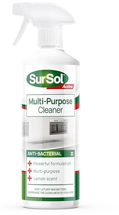 SurSol Active - Anti-bacterial Multi-Purpose Cleaner, Disinfectant and Sanitiser | Multi Surface Kitchen, Bathroom, Floors | Fresh Lemon Scent - 1 Litre