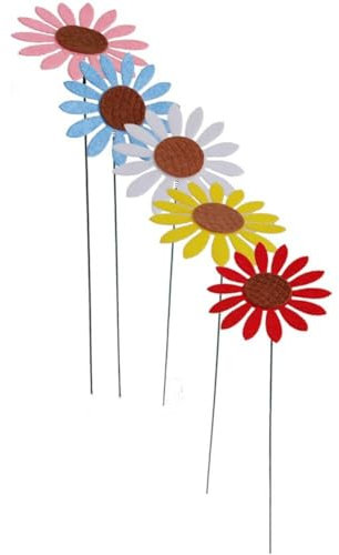 Piquets De Fleurs De en Métal, 5 Pièces, Piquets De Marguerite, Décor De Jardin, Fleurs Colorées, Ornement pour Cour Extérieure, Chemin, Pelouse