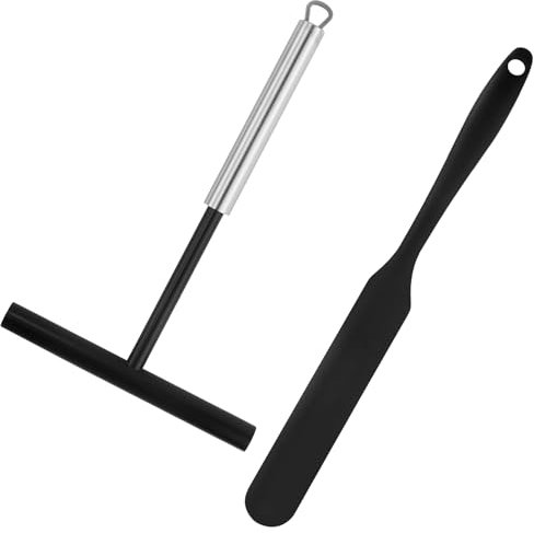 JRSHIRLEYLTD Distributore Crepe in acciaio inox con 1 spatola in silicone, Crepe Maker, Crepes Distributore di pasta per cucinare