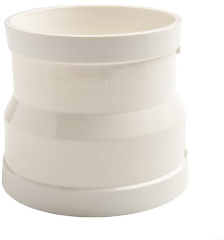 Anillo reductor de tubo de plástico que convierte el diámetro de 125 mm a 110 mm, esencial para campanas extractoras y sistemas de ventilación