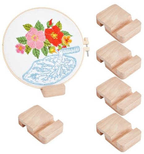 OLYCRAFT 6Pcs Embroidery Hoop Display Stand 8x5.3x2cm Rectangle Beech Wood Stand Embroidery Hoop Easel Embroidery Hoop Wooden Base Embroidery Hoop Holder for Embroidery Cross Stitch Stand Decor