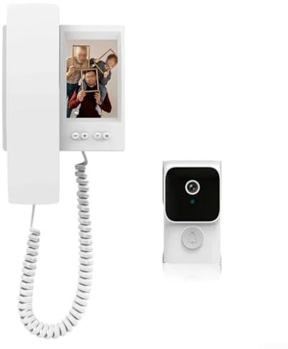 Système d'interphone vidéo filaire avec vision nocturne et audio bidirectionnel sans WiFi, avec six sonneries disponibles pour un usage domestique (blanc)