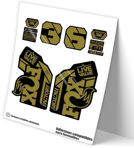 REF:VP467 Autocollants compatibles avec fourche FOX 36 FACTORY LIVE VALVE MTB, autocollants, autocollants, vinyles pour vélos de montagne (GOLD)