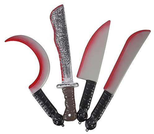 Milisten 4 pièces Couteaux Sanglants Plastique pour Halloween Accessoires de Fête Effrayants Décorations Réalistes pour et Pranks