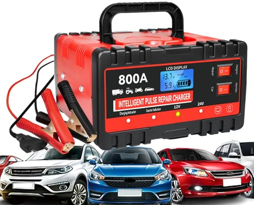 Dopsyesn Cargador De Batería para Automóvil - Cargador De Batería Alimentador Potente | Mantenedor Inteligente 12V 24V para Vehículos Carga Rápida Mantenimiento Autos Y Camiones Viajes