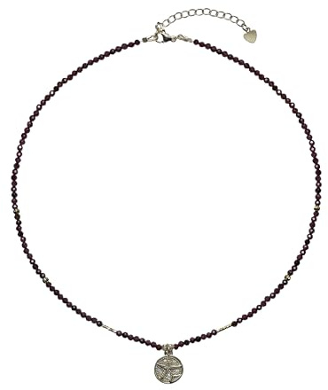 DomiSoul Collier en pierres naturelles | Grenat | Fait main | Pierres certifiées 3 mm | Éléments plaqués or 14 carats