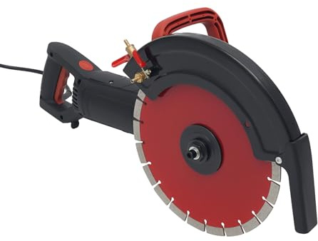 Betongskärare 3 000 W elektrisk skärmaskin 12 tum, väggfräs med 2 sågblad, våtsnitt betongsåg med vattenpump, 4 300 varv/min, skärdjup 110 mm, för betong, tegel, marmor, sten