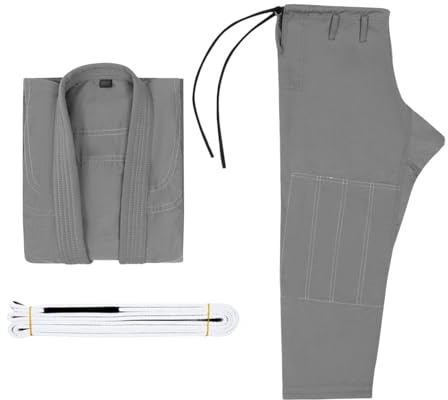harayaa Kimono Jiu Jitsu Uniforme Brésilien Ensemble Veste Pantalon Ceinture Tissu Respirant Léger Couture Confortable Souple Adapté à Tous Entraînement, Gris M3