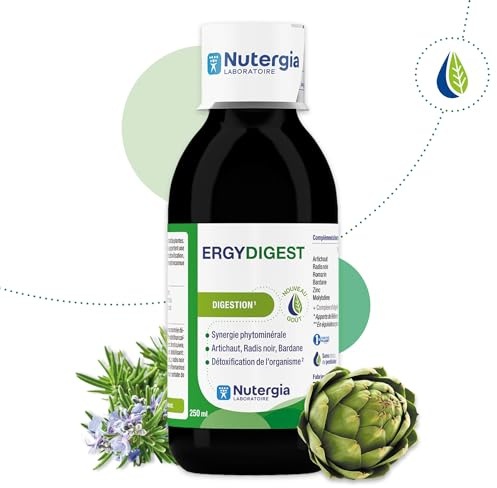 Nutergia – Digestion – Faciliter la digestion – Détoxification digestive – Maintien d’une peau saine – Complément alimentaire – 250 ml – Fabrication Française