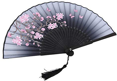 Abanicos de mano plegable Dancing Fans Props Chino Japonés Vintage Home Office Decoración Artesanía para regalos de boda Favores de fiesta(1#)
