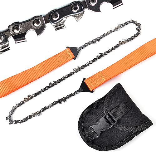 Taschen-Kettensäge, tragbar, Camping Zubehör Säge, Taschen-Kettensäge für Camping, Outdoor-Überleben, Holzschneiden, 61 cm Stahlklinge, Drahtsäge mit 11 Zähnen, 2 Stück