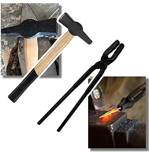 Blacksmith Wolf Backenzange (43,2 cm) & Schmiedehammer Schmiedewerkzeug Set