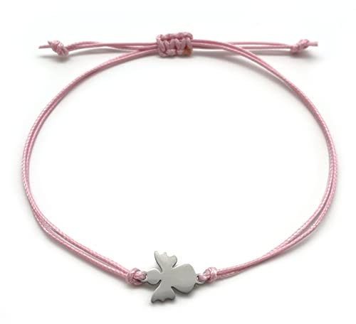 Schutzengel Armband | Glücksbringer Armkettchen mit Engel Schutzengelchen | Armbändchen Geschenk Freundschaftsband (Rosa)