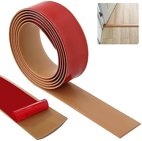 Bocguy Übergangsprofil 4cm*3.0m, Wasserdicht Selbstklebend Vinyl Übergang Sschiene, Boden-Leiste Zum Vinyl Übergangs für Fußböden, lexible Knickleiste Fugendichtungsband, Bodenprofil (Hellbraun)