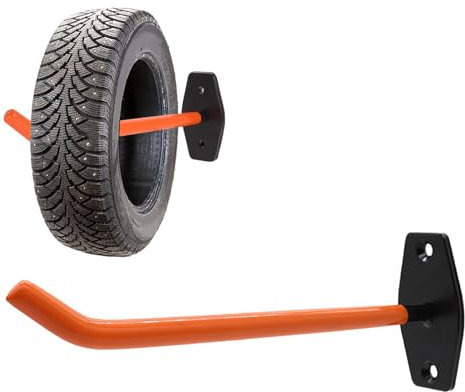 AVIISO Reifenregal Garage Reifenregal Wandhalterung, Hochleistungs -Reifen -Hakenspeichersystem - Last 99 Lbs, Hängend Reifenorganisator Tool für Den Keller Workshop (Color : 2pcs-Orange)