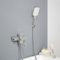 SHANFO Rubinetto per Vasca, Miscelatore Vasca da Bagno con Doccetta, Regolabile Supporto e Tubo Doccia 150cm, Spazzolata, 9Y2OK
