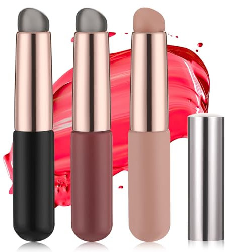 Oruola 3 Stück Lippenpinsel Silikon,Lippenmaske Applikator,Mini Silikon Lipbrush,Hochelastische Lippenpinsel,Multi Make Up Pinsel mit Deckel für Lippenbalsam,Lip Gloss,Lippenstift Concealer