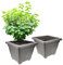GarPet 2X Pflanzkübel Rechteckig Pflanzkübel Groß Außen Blumenkübel Outdoor Pflanztopf Pflanzkasten Blumentopf Wasserspeicher 40 cm Anthrazit