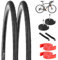 Rennrad Reifen 700x25C Set, 2 Stück Rennrad Faltreifen 700 x 25C & Rennrad Schlauch 700x23-28C Fahrradschläuche FV48 mm Presta-Ventil, Mantel 28 Zoll Reifen 28x1.0 25-622