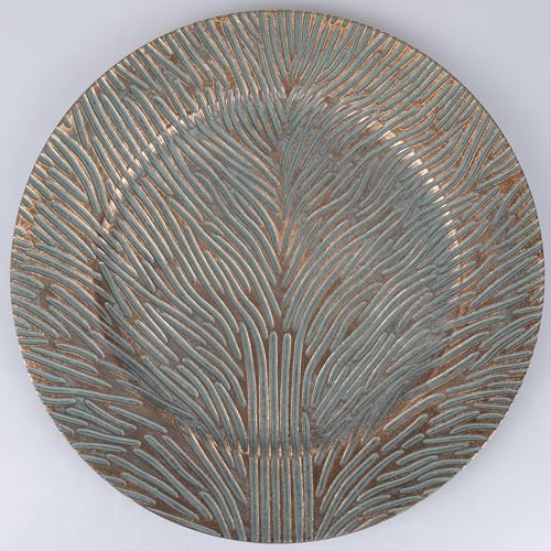 Set 6 Sottopiatto Ø 33 cm, decoro verde e oro, Eden