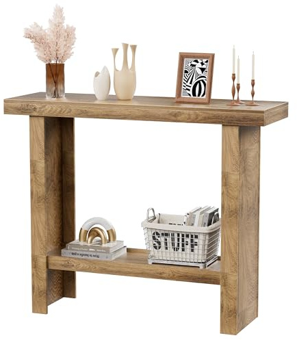 LIFECHOVY Farmhouse Wood Entryway Table Narrow Console Tables with Storage Behind The Couch Sofa, Entrance Side Table with Shelves for Hallway, Living Room, Foyer, Rustic