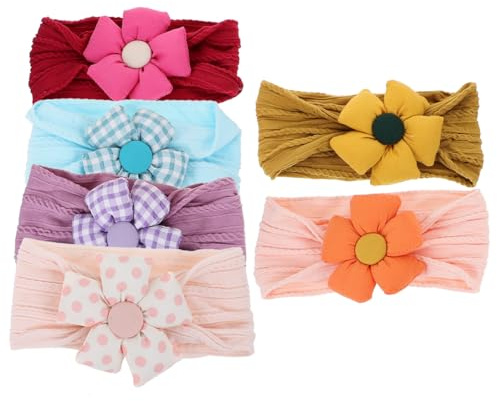 minkissy 6pezzi Fasce per Capelli per Neonate Fiori Decorativi Fasce Elastiche per Bambine Piccole Realizzate in Cotone Morbido e Sicuro per Feste e Uso Quotidiano