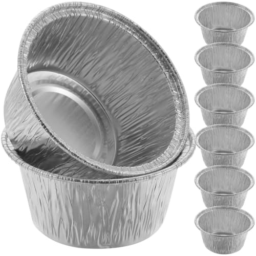 BESPORTBLE Tin Foil Cup Metal Tart Mould 100pcs Round Ramekins Muffin Cups Cupcake Pans Aluminum Baking Liner Mini Pie Pan Holder for Creme Brulee Party Wedding 100Pcs Aluminium Pudding and Cupcakes