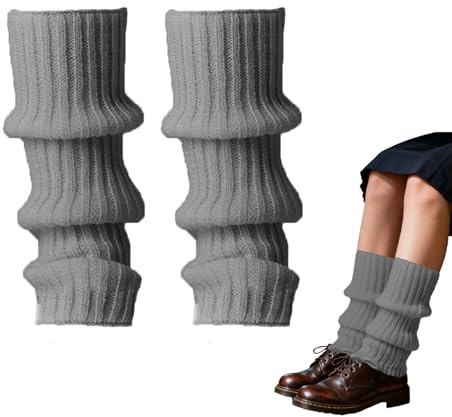 IUHRIE Grau Stulpen Damen,Stretch Leg Warmers,Legwarmers,Ballett-Beinstulpen,Frauen Kobeinstulpen,Modisch Beinlinge,Winter Crochet Strick Bein Stulpen,Vintage Legwarmer,Warm Kniestrümpfe