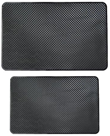 2pezzi Tappetini Auto,Tappetino Anti-Scivolo da Auto in Silicone,Tappetini Macchina,Varie Dimensioni,Tappetinis Protettivi Neri con Motivo a Rombi,per Telefonis Cellulari,Occhiali,Chiavi