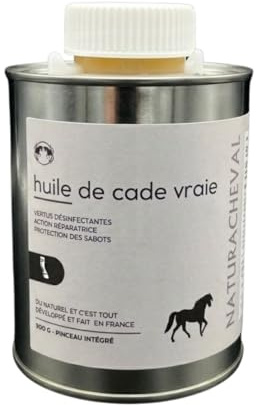 NATURACHEVAL – Huile de Cade Cheval – Soin Naturel Peau & Sabots – Entretien Fourchette et Zones sensibles – Action assainissante – Format Liquide prêt à l’Emploi (500, Grammes)