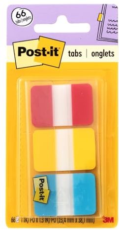 Post-It 686-RYB Blank flikindex blå, röd, gul arkiveringsavdelare - arkivavdelare (Blank tab-index, blå, röd, gul, 25,4 mm, 38 mm)
