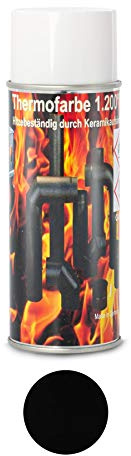 Ofenlack 1200°C Ofenspray Ofenfarbe Thermolack Schwarz matt Hitzebestängier Lack Smoker, Kamin, Kachelofen Auspufflack 400ml (ad-ideen)